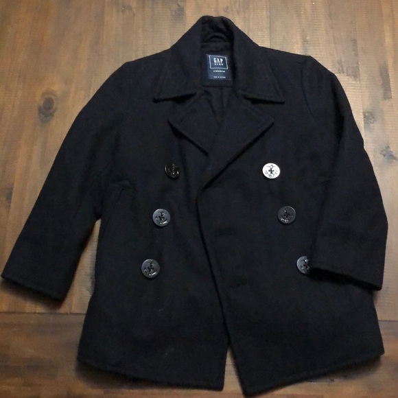 GAP boys EUC Quilted, warm deep navy blue pea coat - Picture 2 of 12
